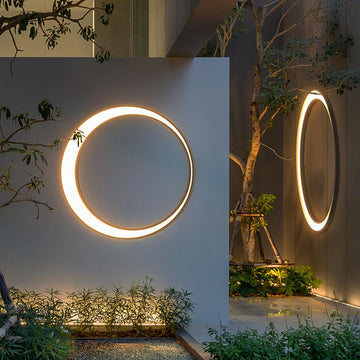 Postmordern Outdoor LED Wall Sconces Round Gray Waterproof Garden Lighting